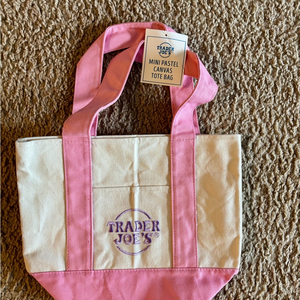 Pink and Cream Canvas Tote Bag